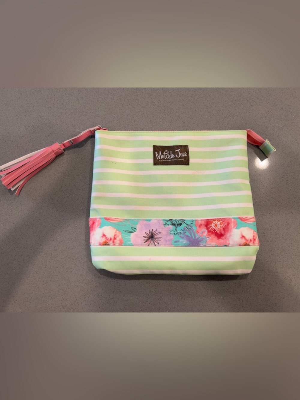 Matilda Jane Mint and White Striped Floral Mini Bag.